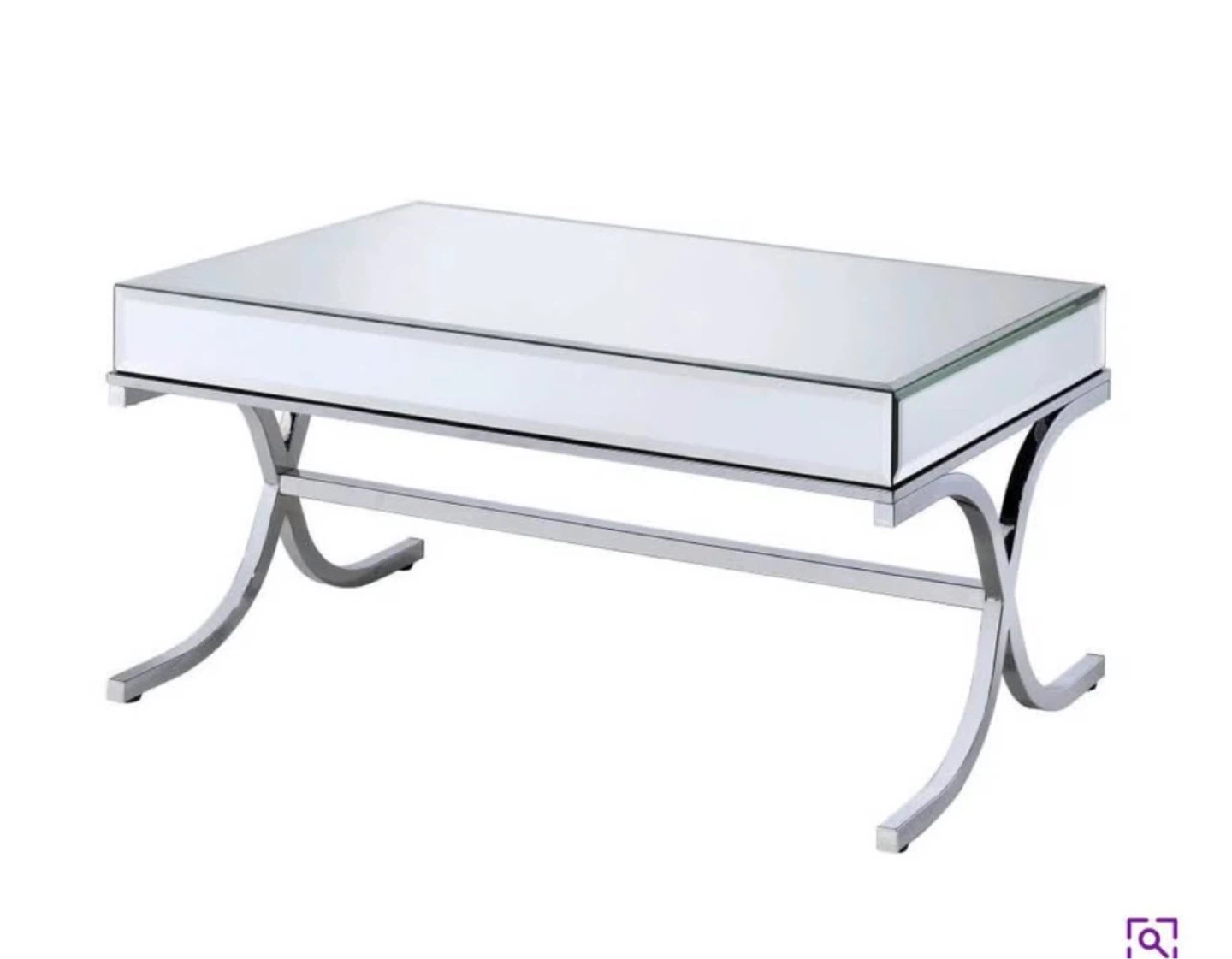 Mirrored Coffee Table with Chrome Legs & heavy fluffy Carpet Rug - photo 4