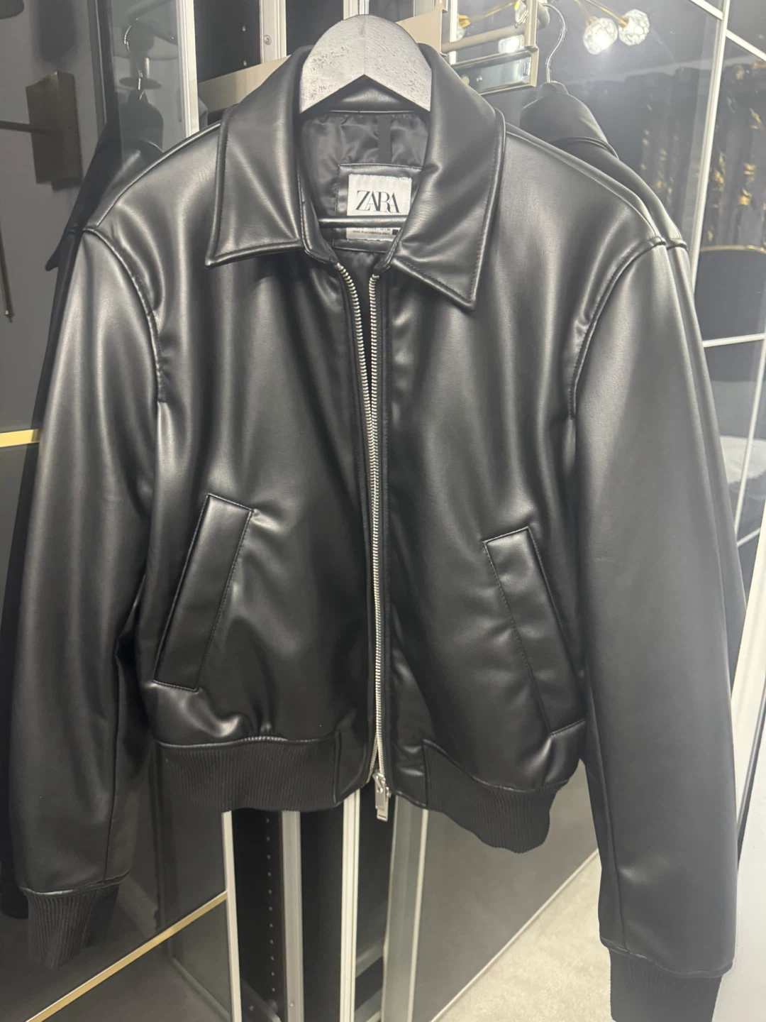 ZARA Faux Leather Bomber Jacket - Size S - photo 4