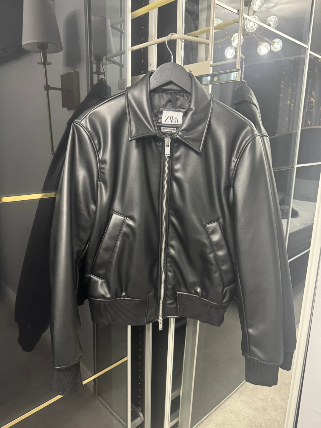 ZARA Faux Leather Bomber Jacket - Size S