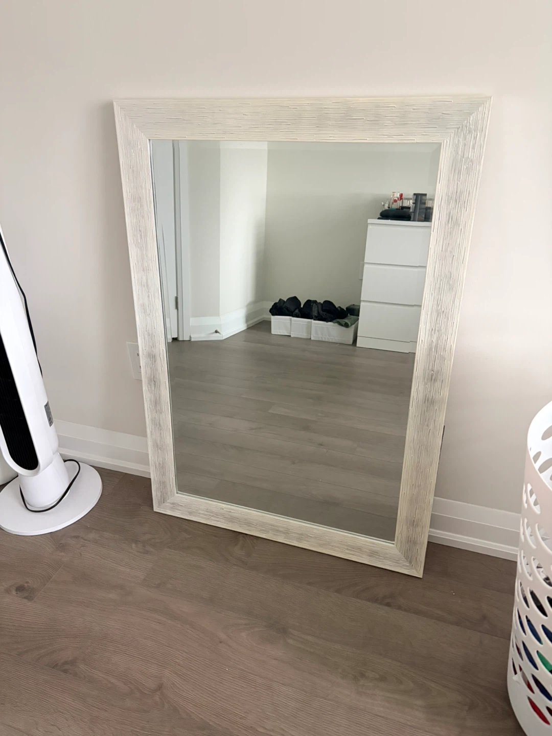 Mirror with Textured White Frame - photo 2