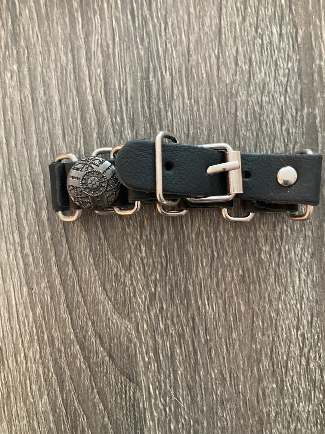Black Leather Bracelet with Silver Accents - photo 2