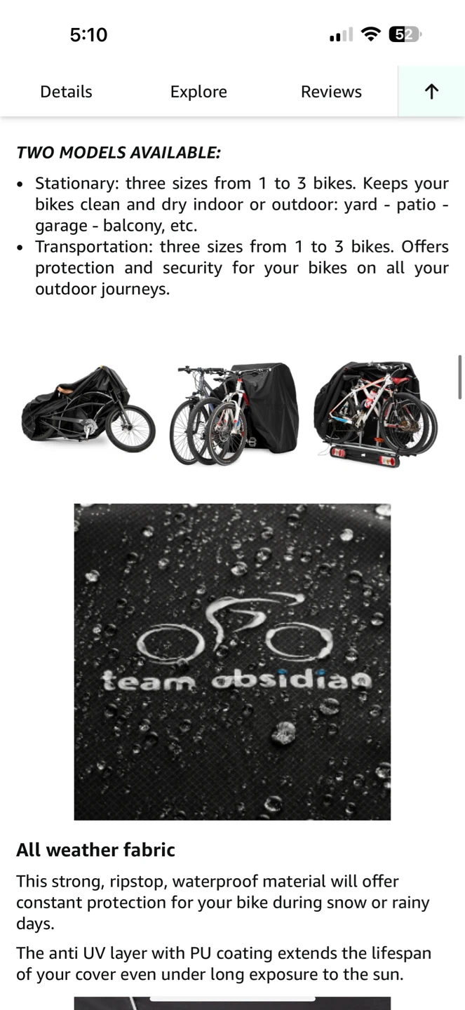 TeamObsidian Transportation Bike Cover - XL for 2 Bikes - photo 5