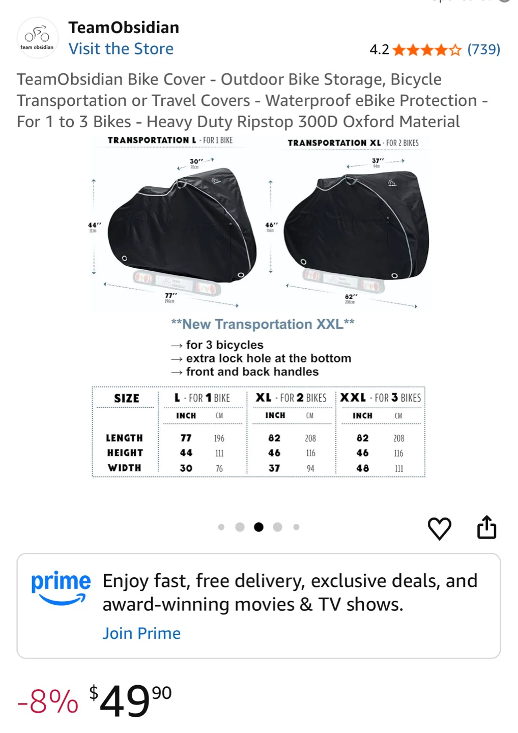 TeamObsidian Transportation Bike Cover - XL for 2 Bikes