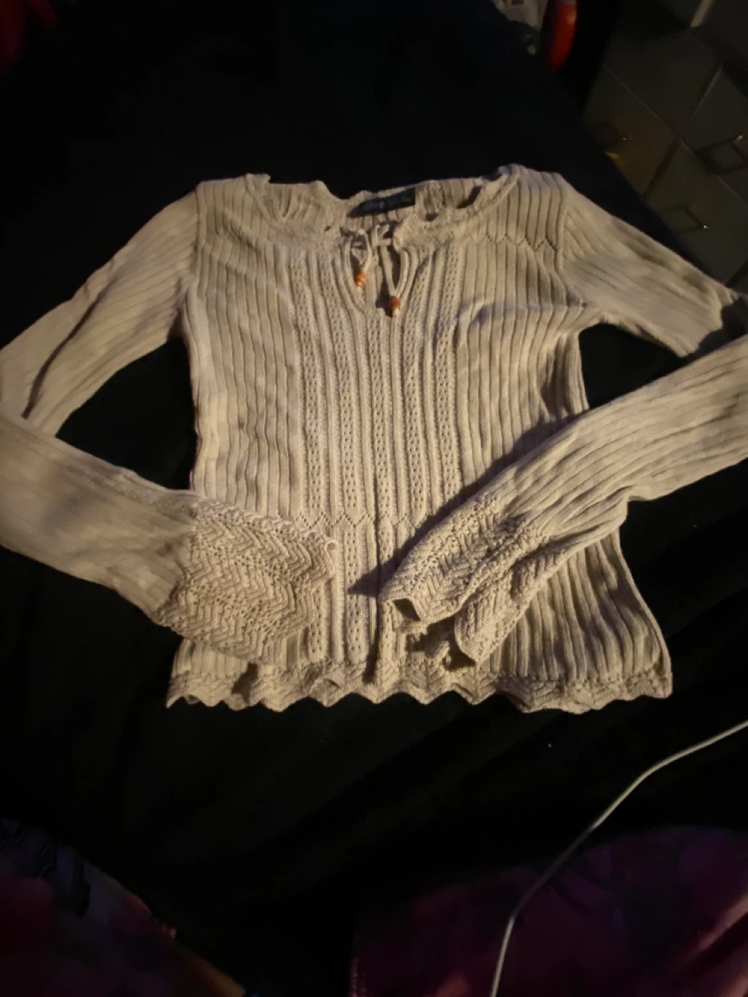 Beige Knit Cropped Sweater