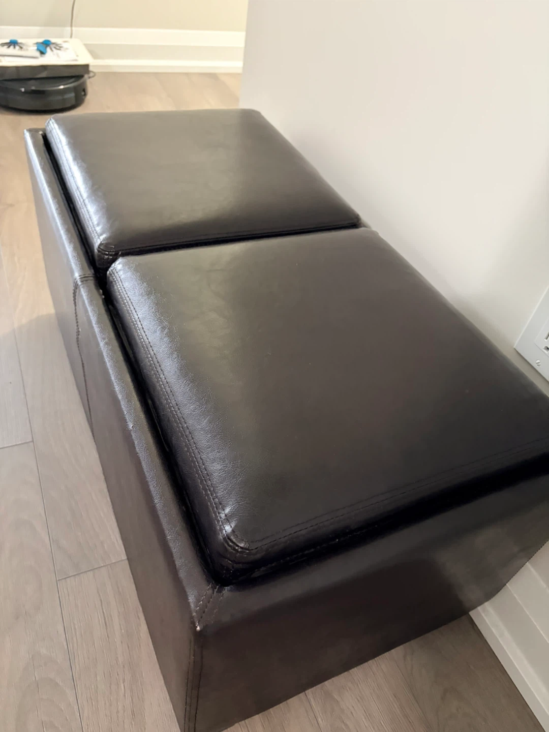 Dark Brown Faux Leather Storage Ottoman Bench - photo 3