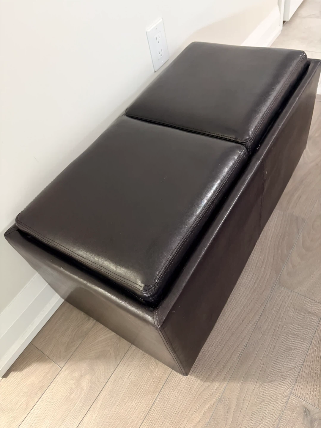 Dark Brown Faux Leather Storage Ottoman Bench - photo 2