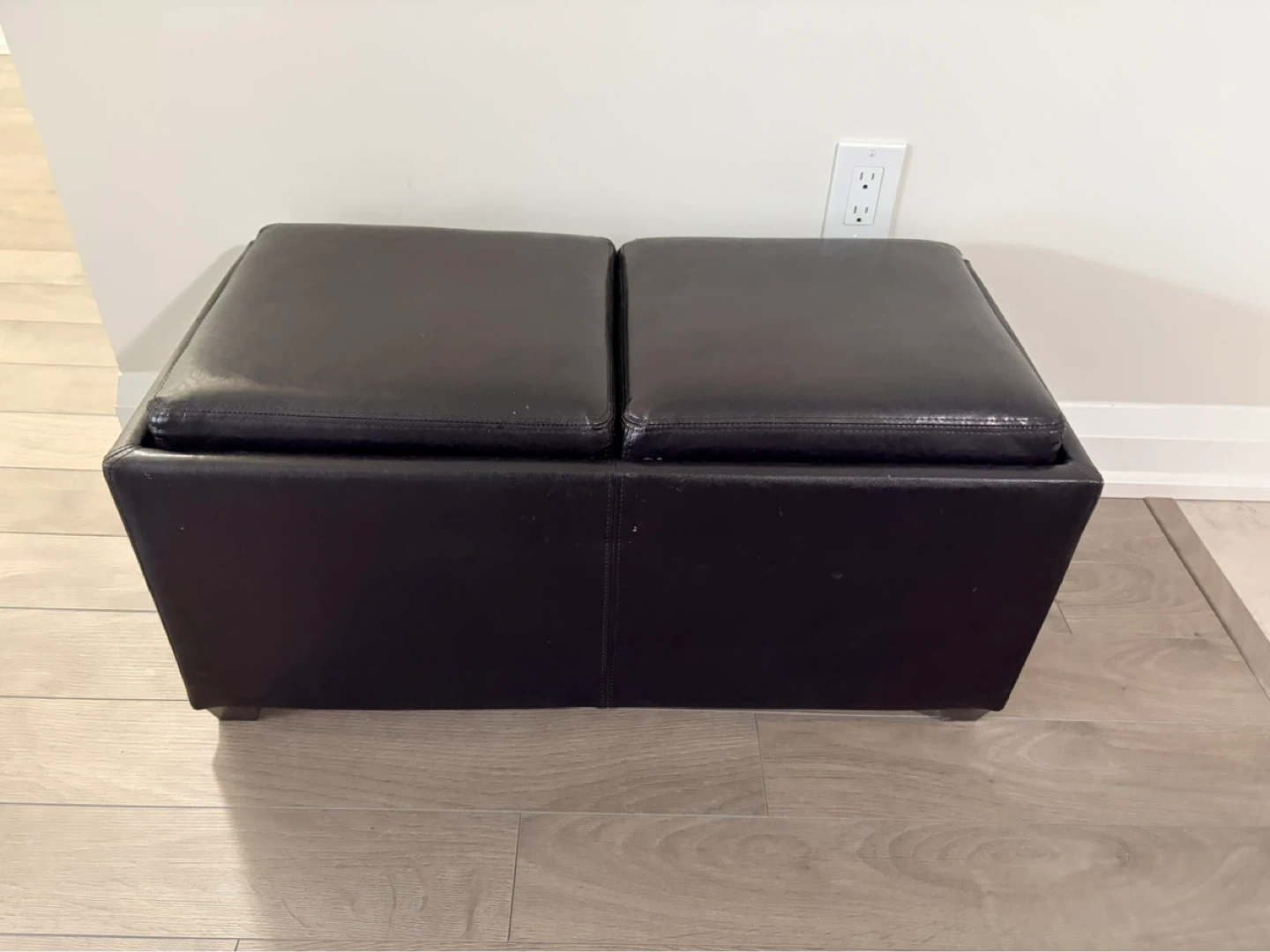 Dark Brown Faux Leather Storage Ottoman Bench