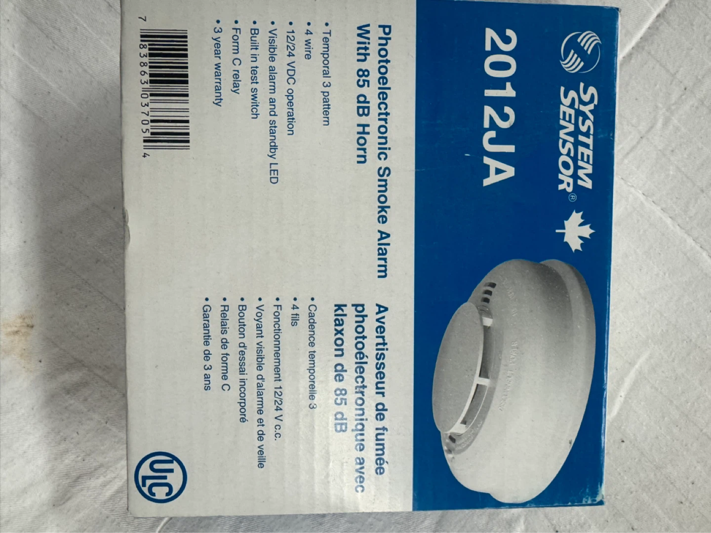System Sensor 2012JA Photoelectronic Smoke Alarm