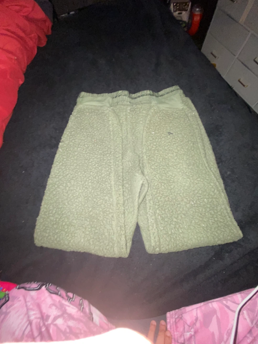 Olive Green Sherpa Fleece Shorts - photo 2