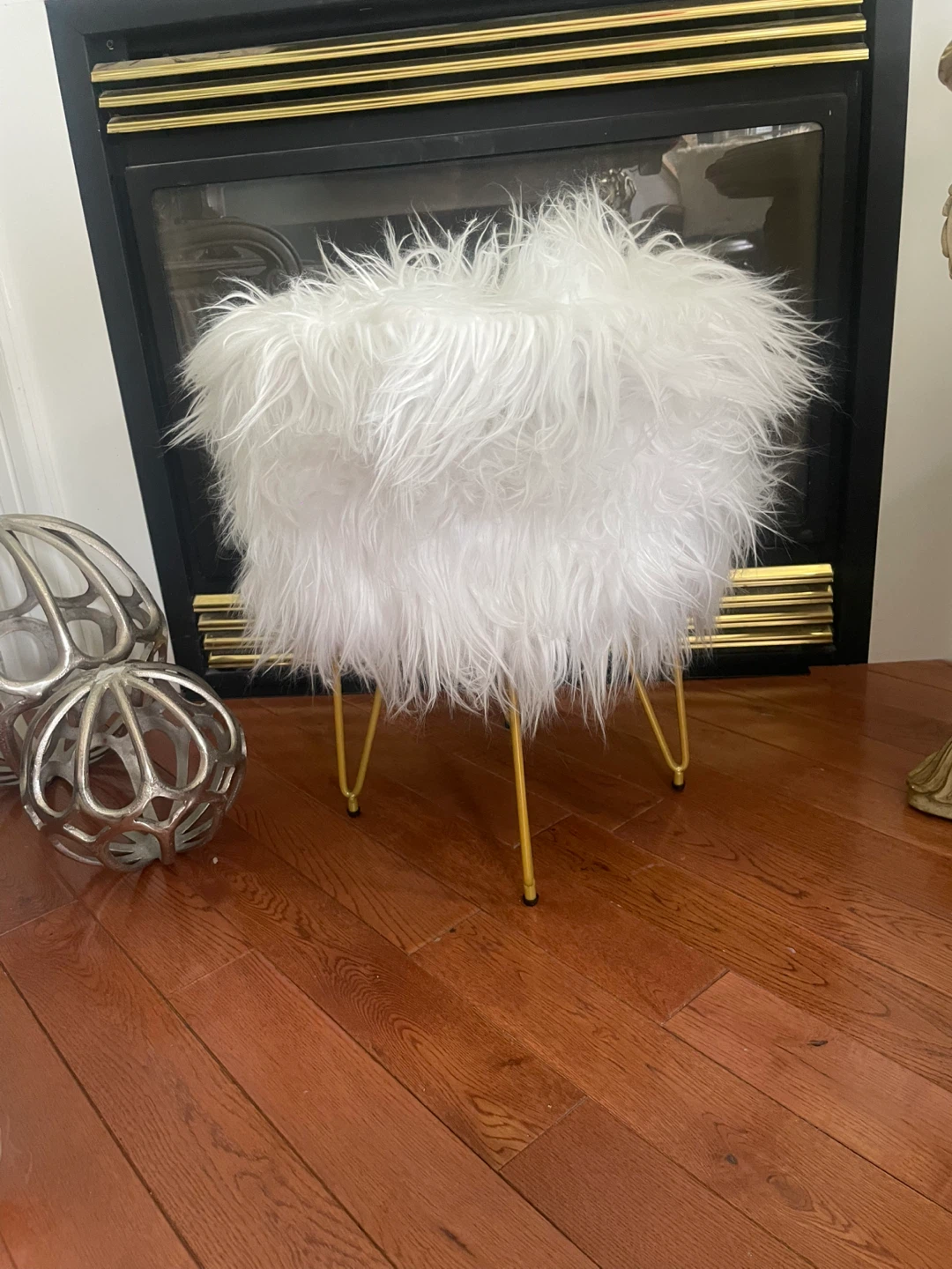 2 White Faux Fur Stools for sale - photo 2