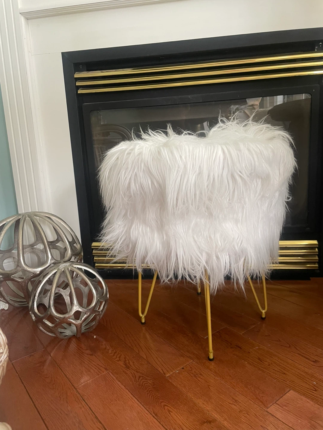 2 White Faux Fur Stools for sale - photo 3