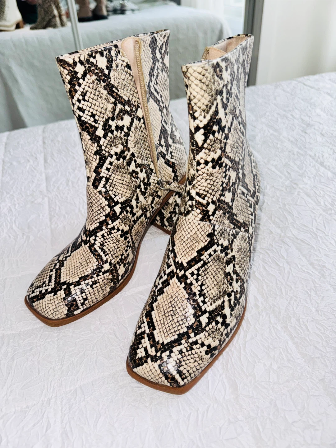 Women's Snake Print Ankle Boots
