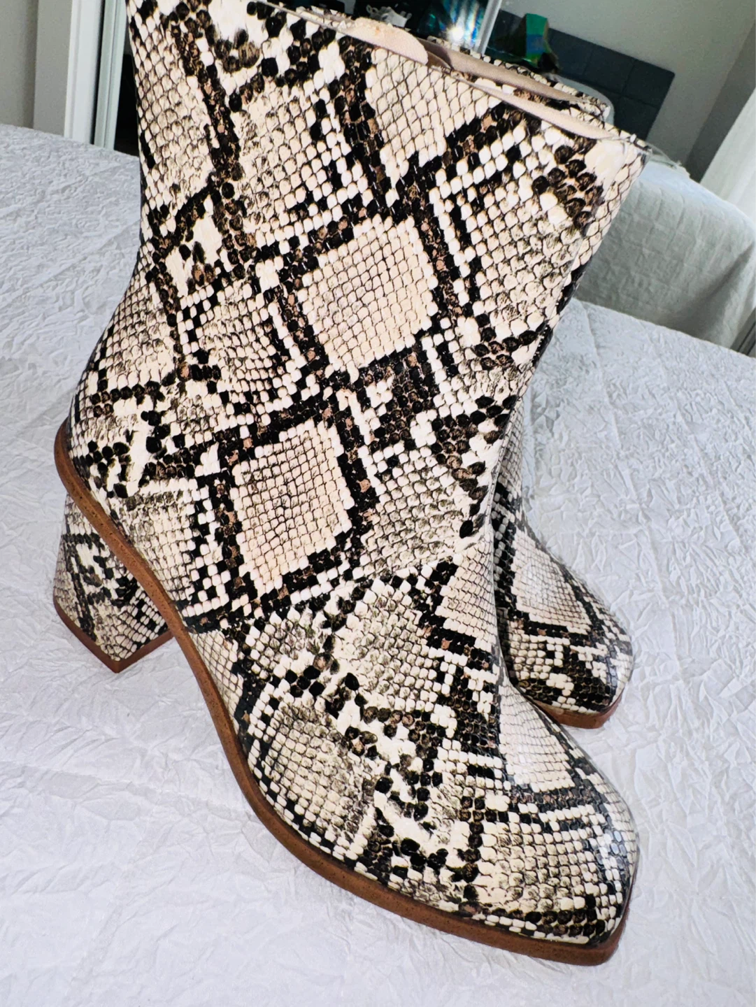 Women's Snake Print Ankle Boots - photo 4