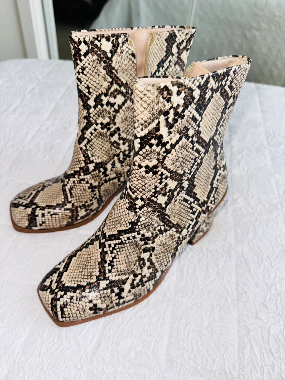Women's Snake Print Ankle Boots - photo 3