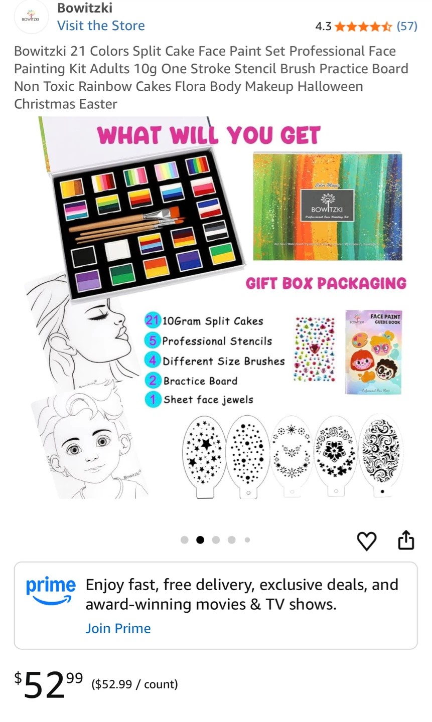 Bowitzki 21 Colors Professional Face Paint Kit