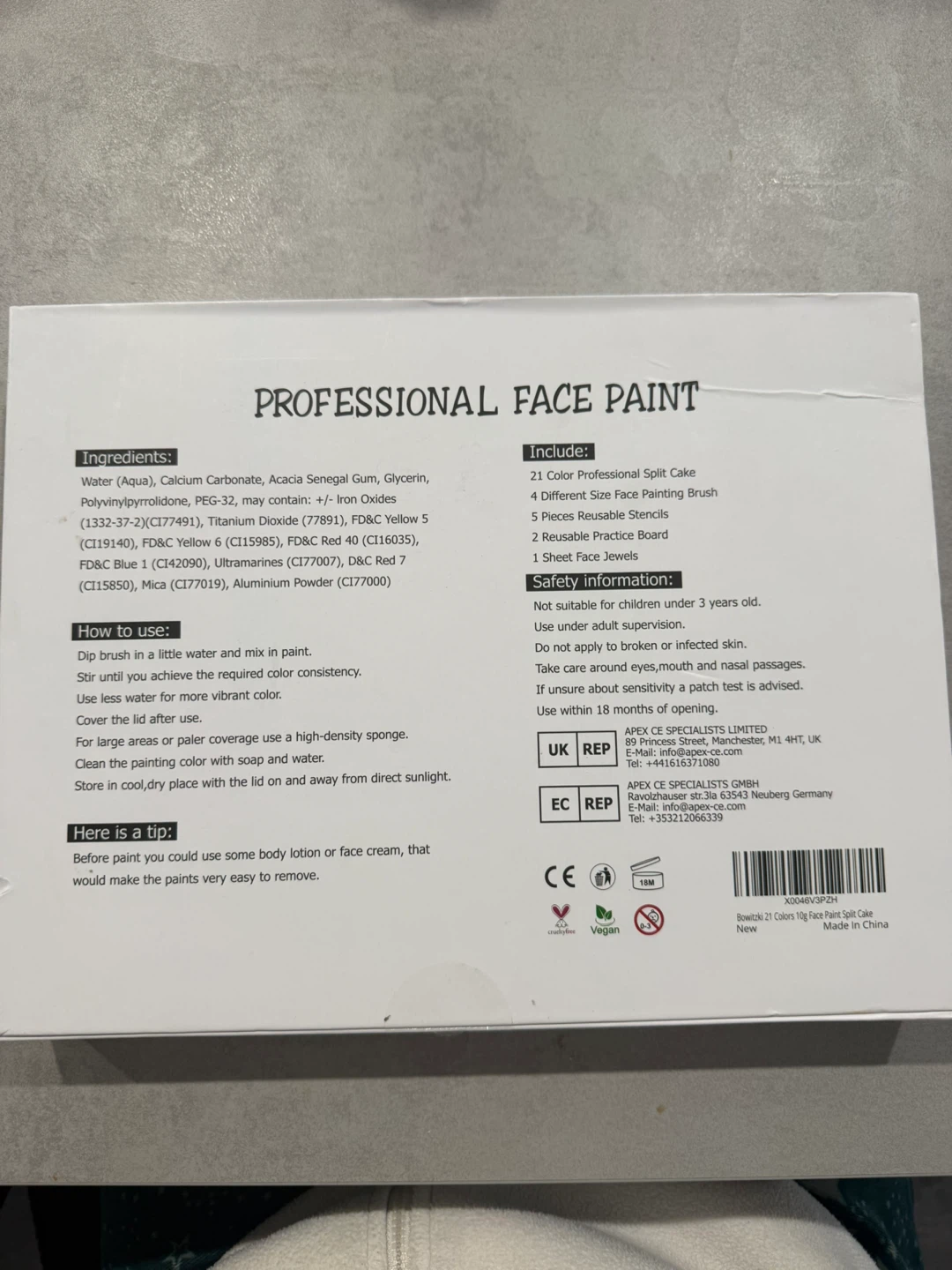 Bowitzki 21 Colors Professional Face Paint Kit - photo 4