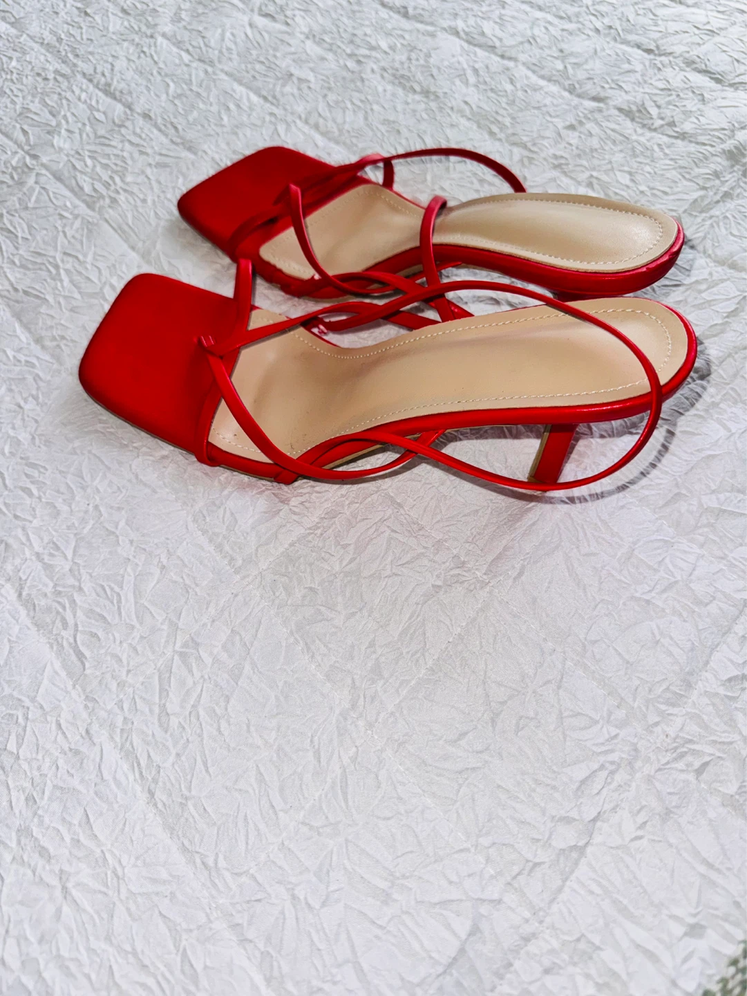 Women's Red Square Toe Heeled Sandals - photo 2