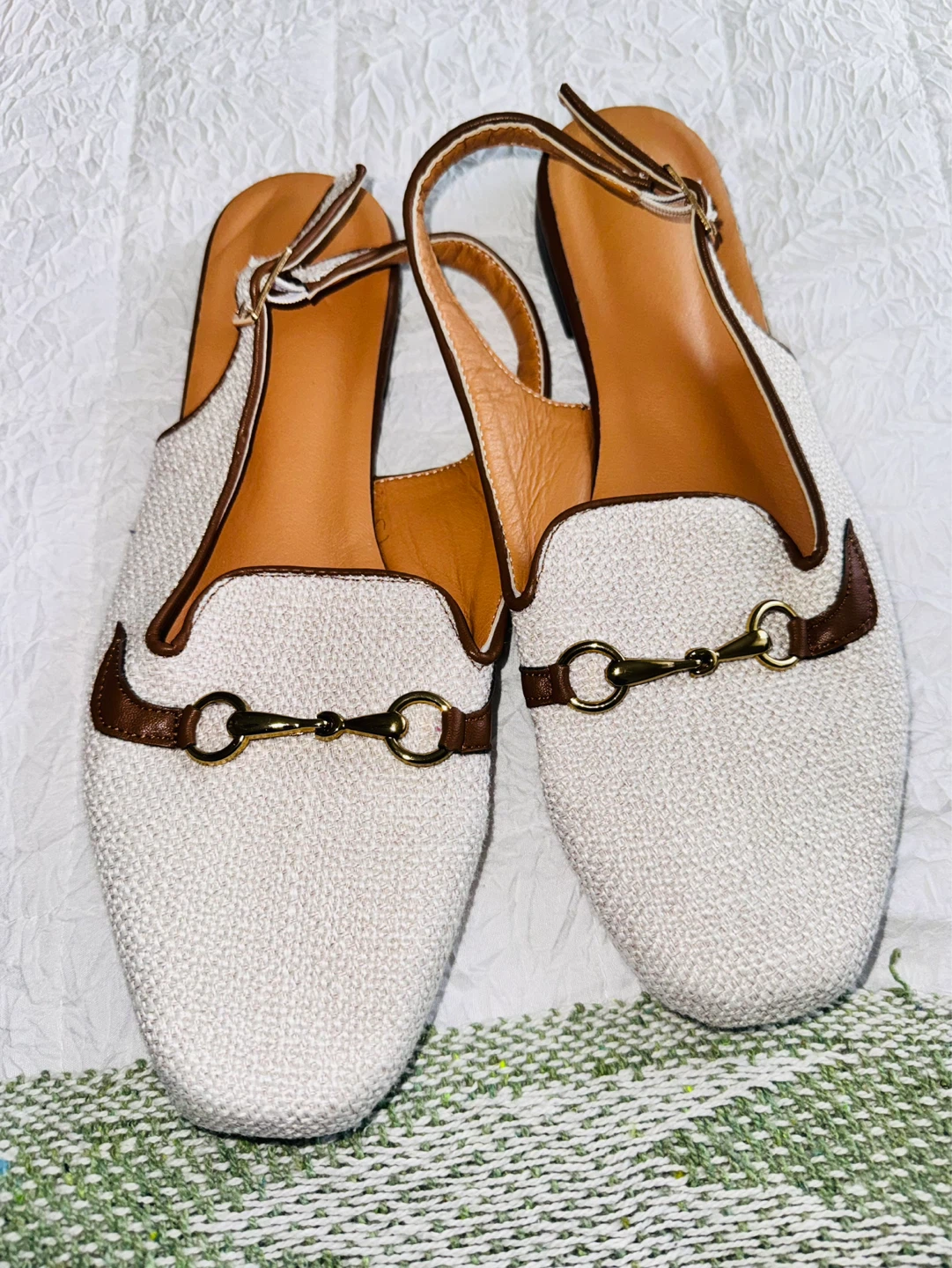 Women's White & Brown Slingback Mules - Size 40 - photo 2