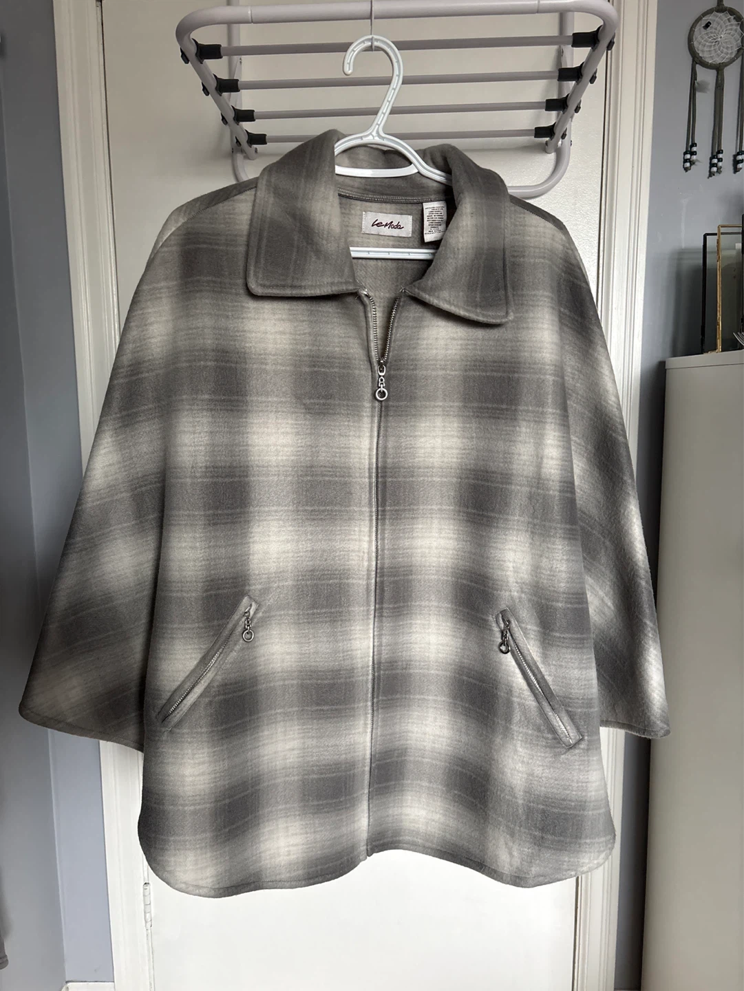 Le Moda Plaid Fleece Poncho