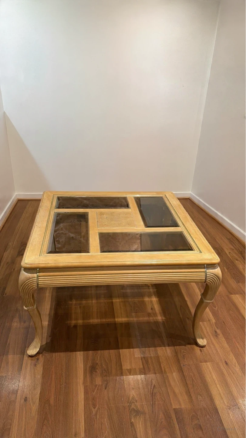 Large & small size-Wooden Coffee Table with Glass Inlay