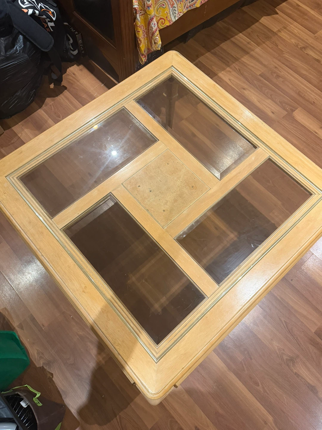 Large & small size-Wooden Coffee Table with Glass Inlay - photo 4