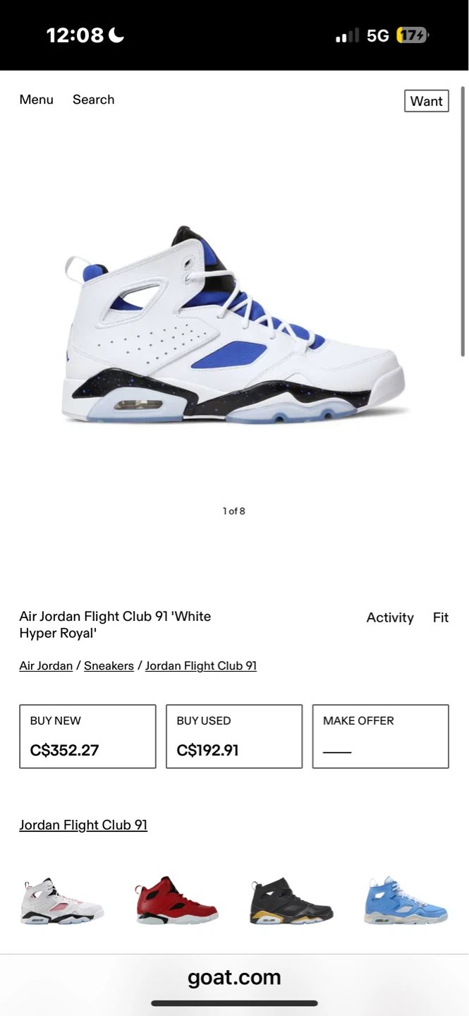 Air Jordan Flight Club 91 'White Hyper Royal' Sneakers Size 12 - photo 3