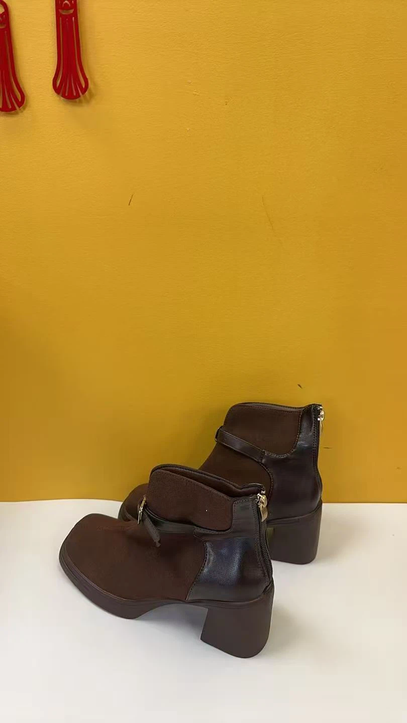 Brown Suede Ankle Boots with Buckle Detail - size 38 - photo 4