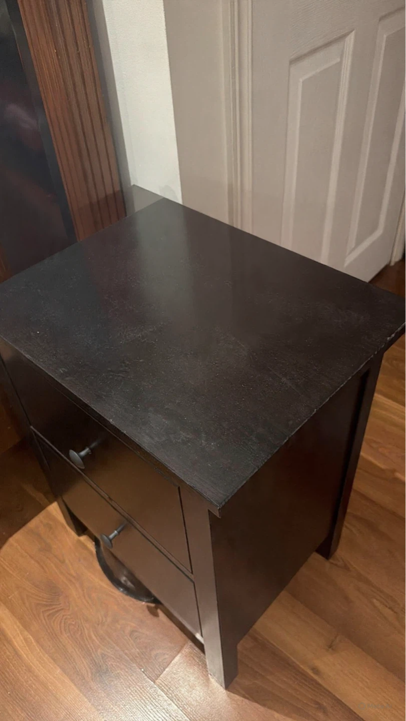 Dark Brown 2-Drawer Nightstand - photo 2