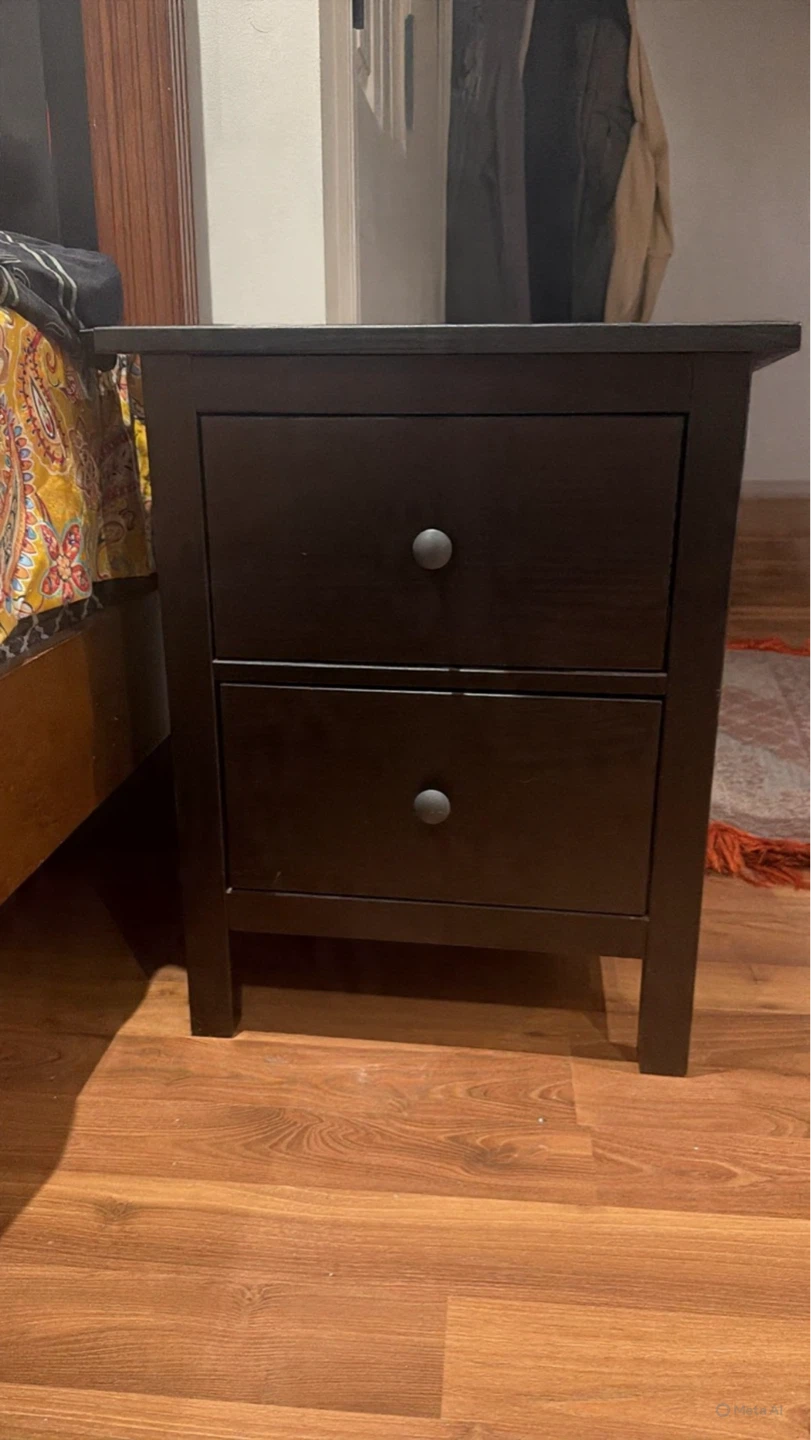 Dark Brown 2-Drawer Nightstand
