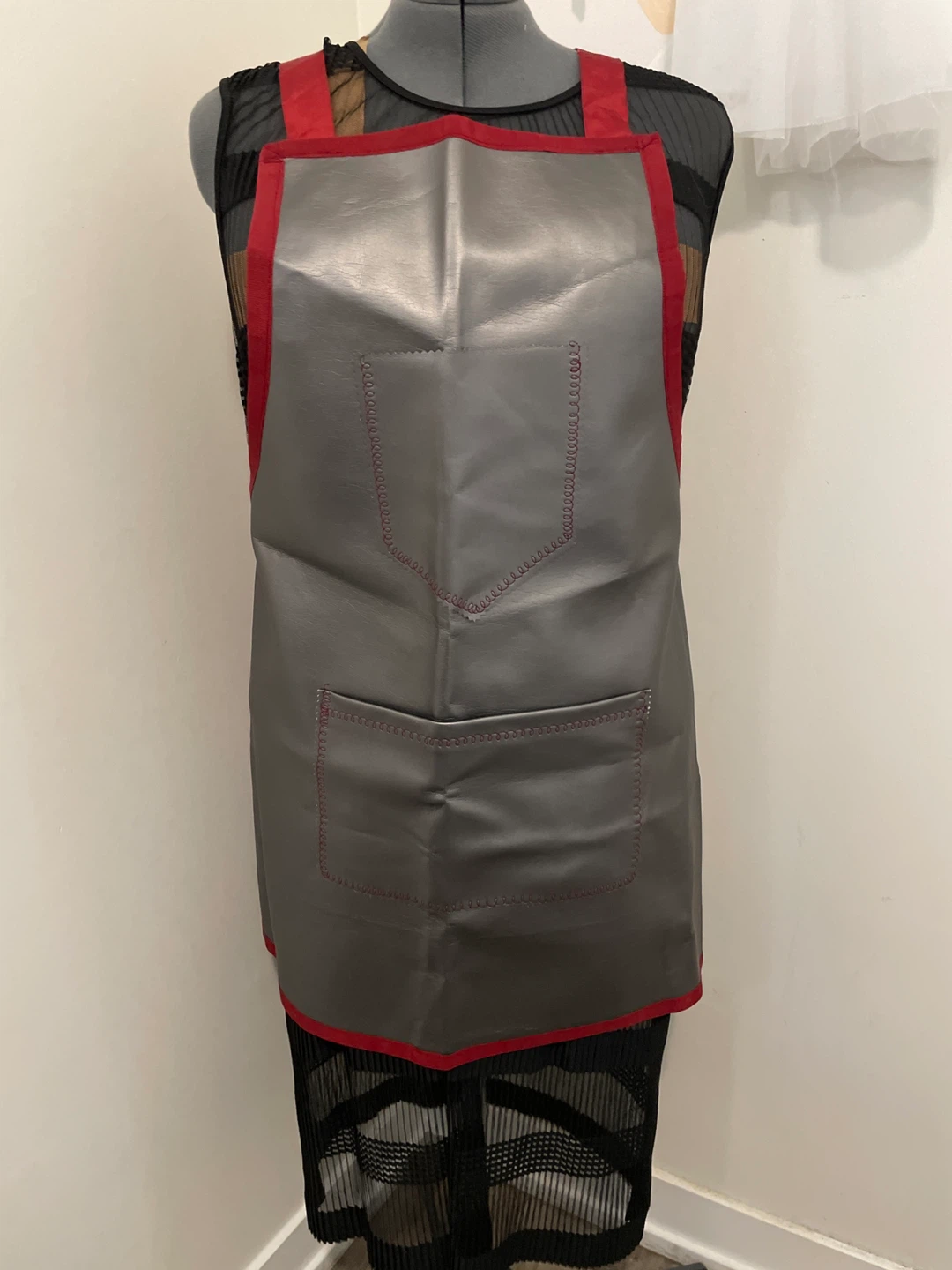 Grey and Red leather Apron