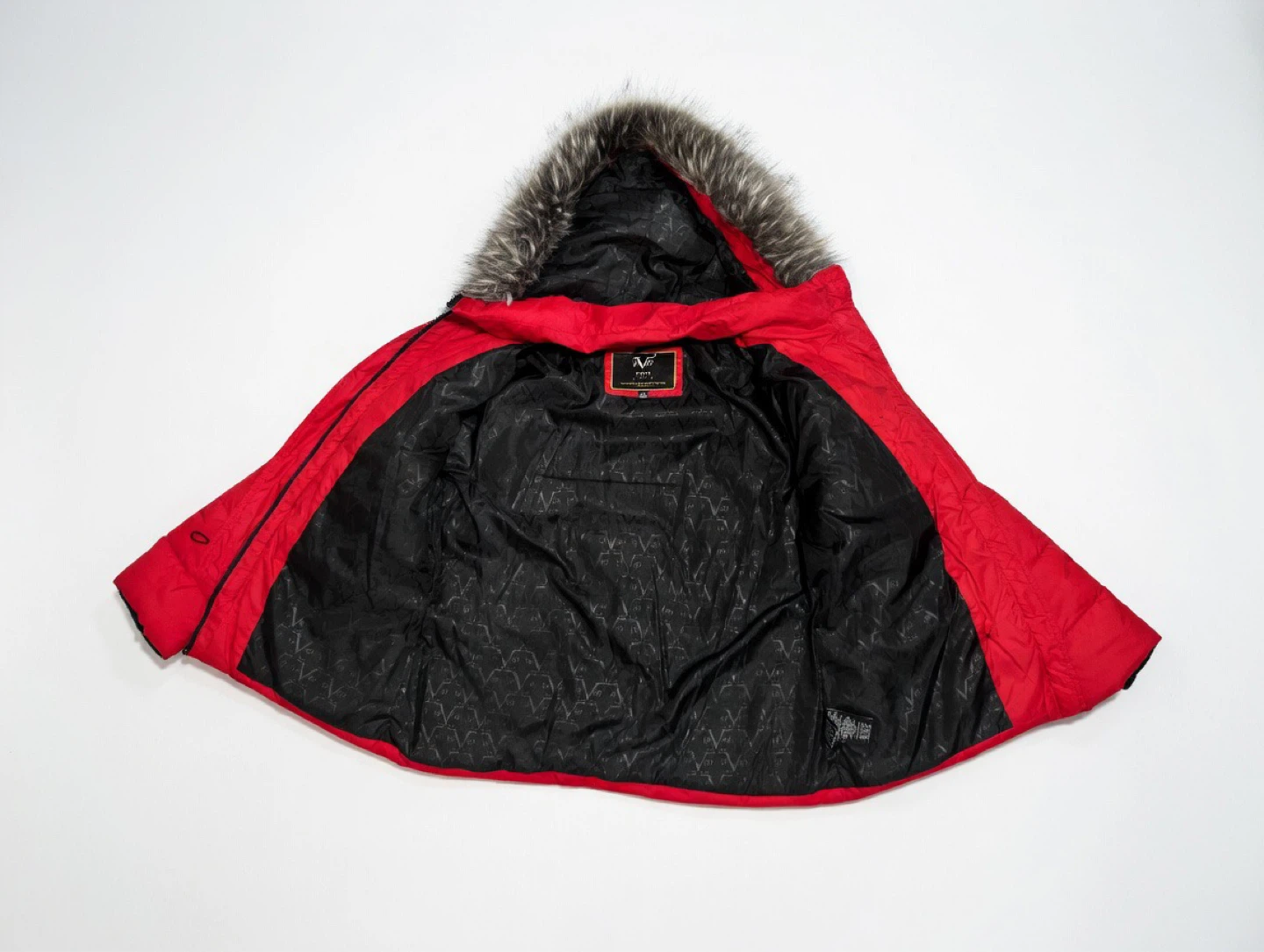 19V69 Italia Red Puffer Jacket with Faux Fur Hood - Size L - photo 3