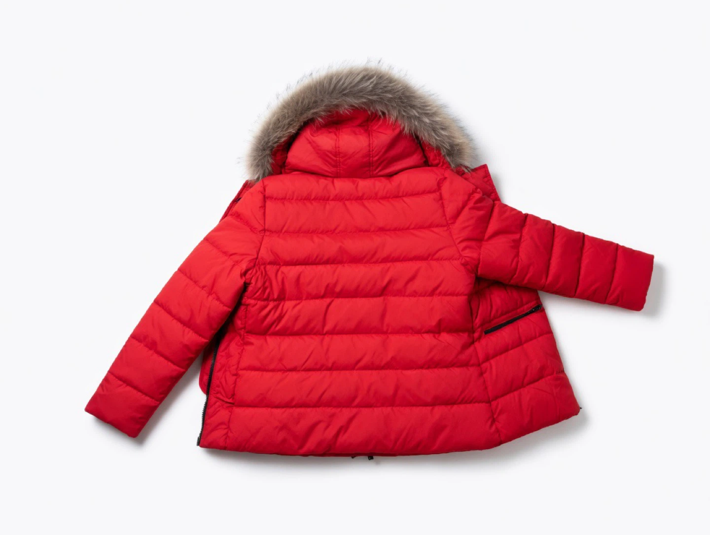 19V69 Italia Red Puffer Jacket with Faux Fur Hood - Size L - photo 5