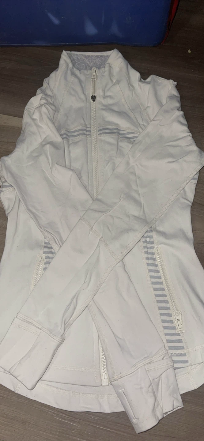 Lululemon White Striped Full Zip Jacket