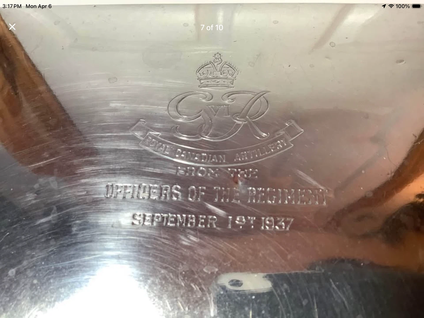 1937 Birks S. Silver George VI Royal Canadian Artillery Box - photo 4