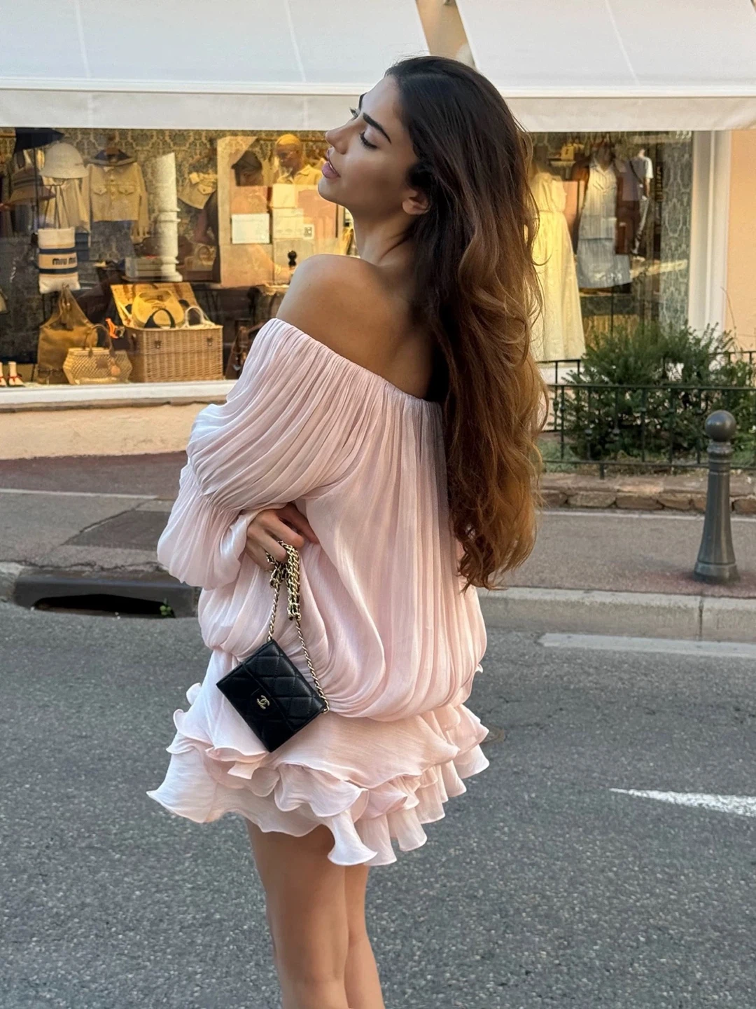 Women's Pink Off-the-Shoulder Ruffle Dress - photo 2