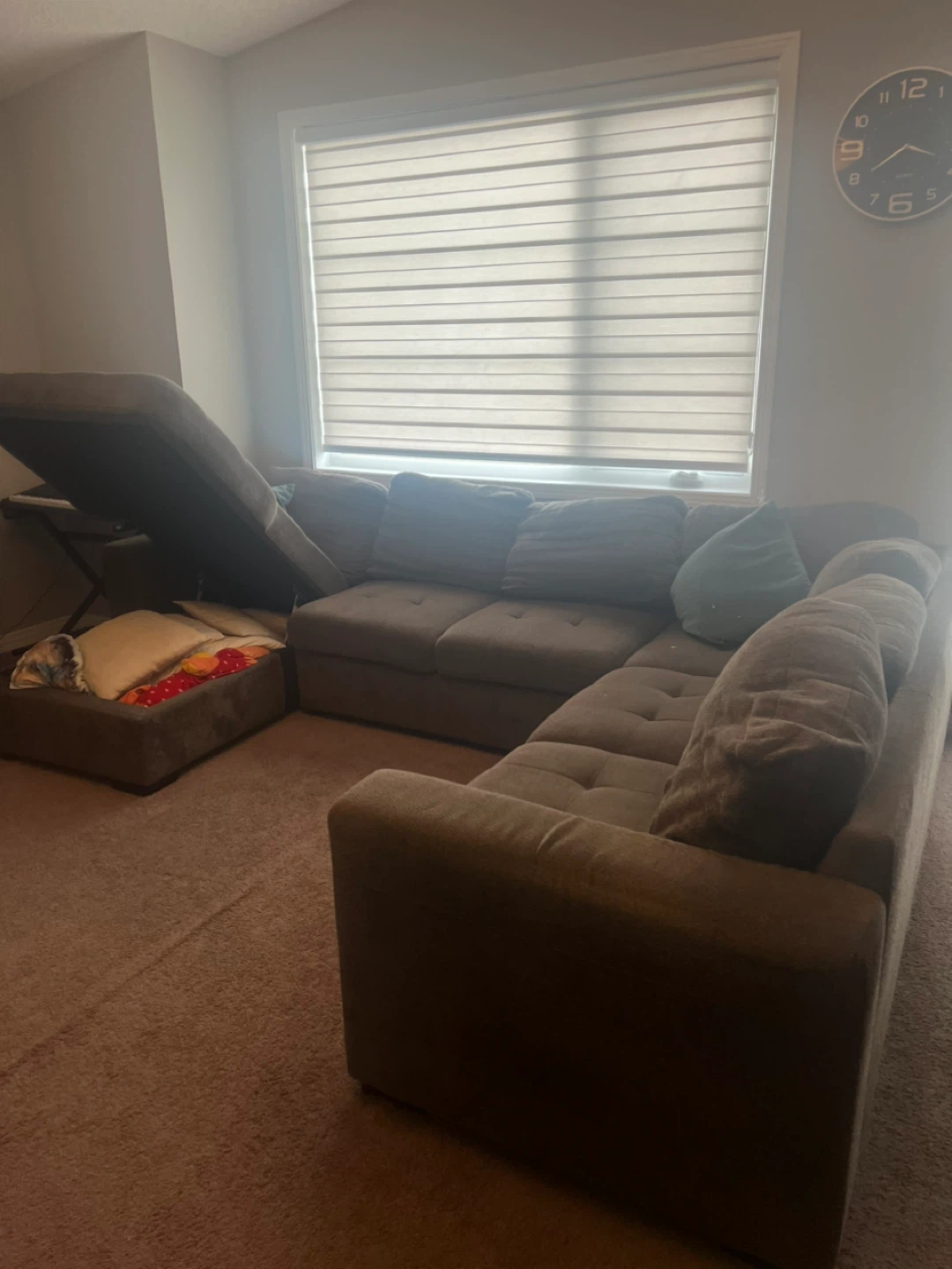 Large Sectional Sofa with Storage - Brown Fabric - photo 2