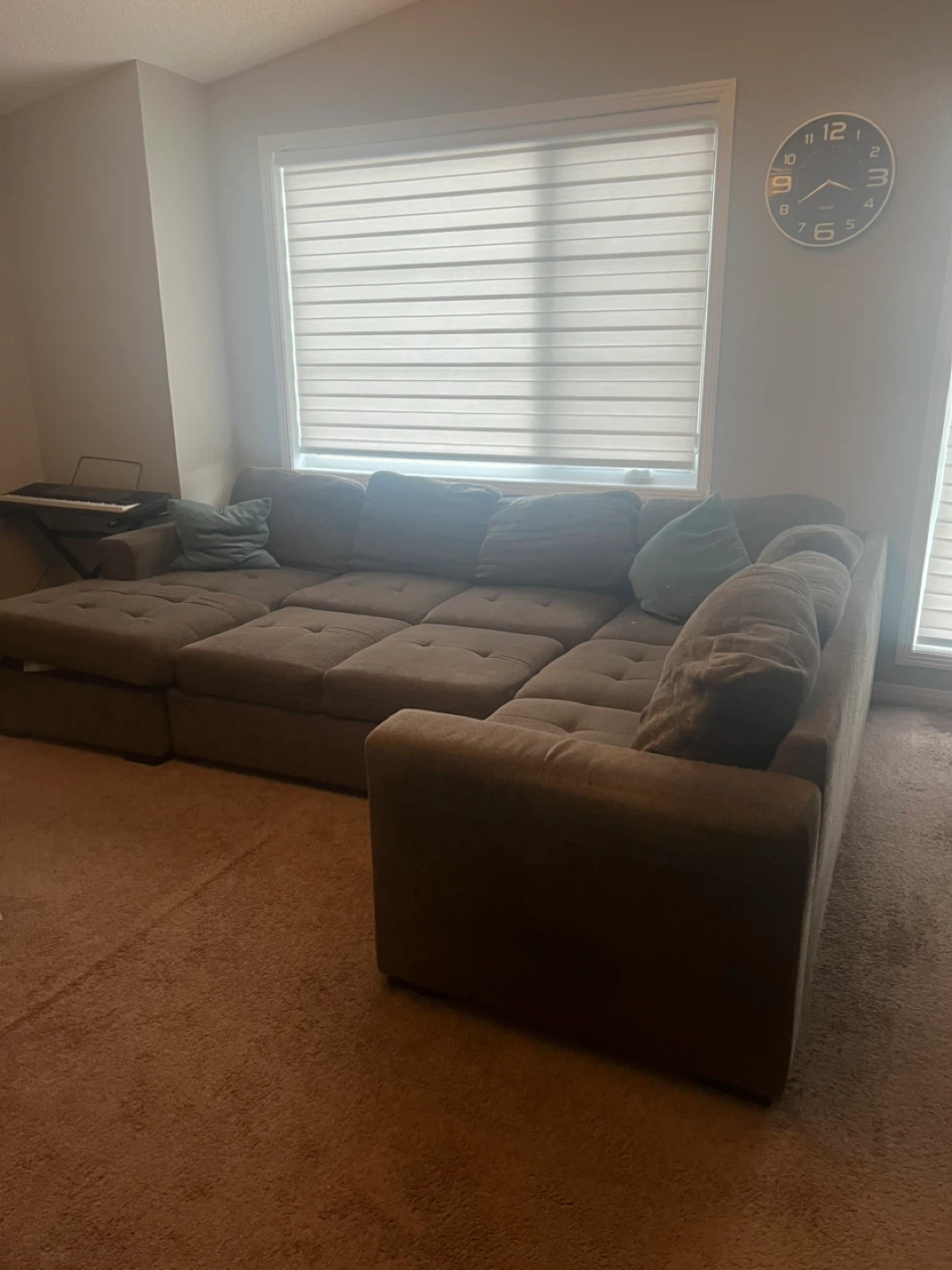 Large Sectional Sofa with Storage - Brown Fabric