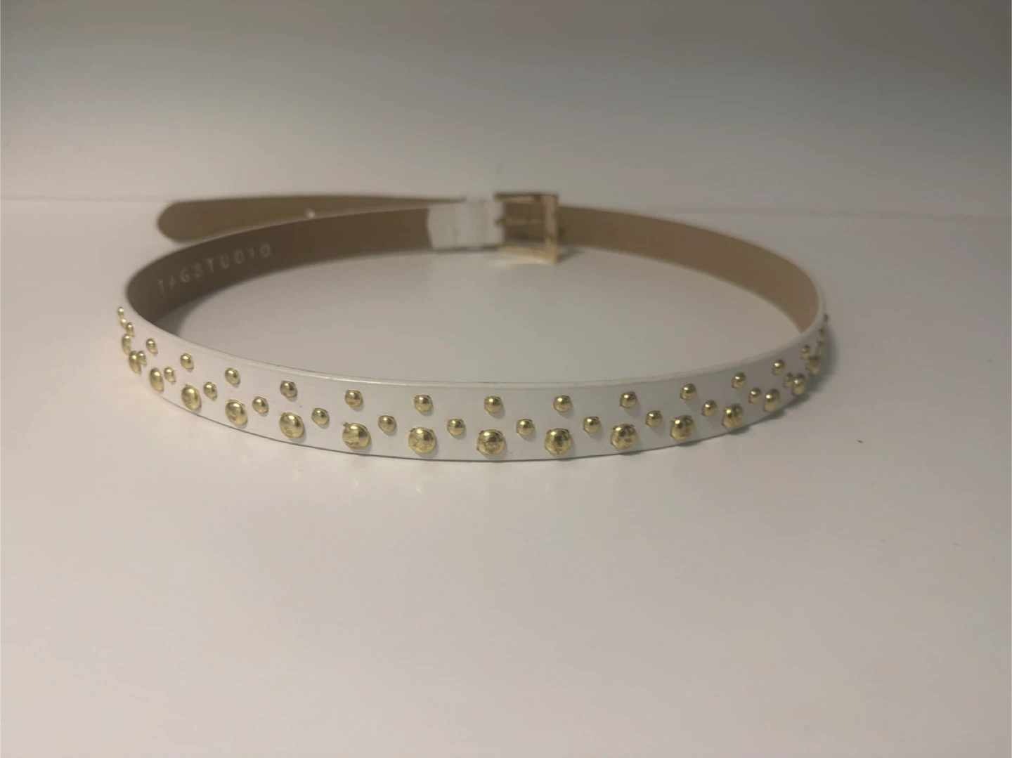 TAGSTUDIO White Genuine Leather Studded Belt - photo 3