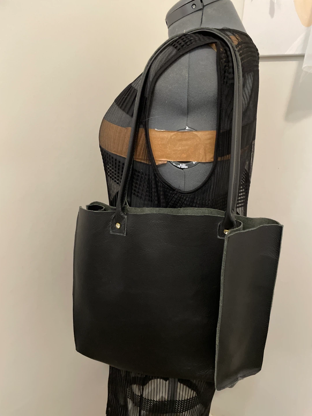 Black Leather Tote Bag