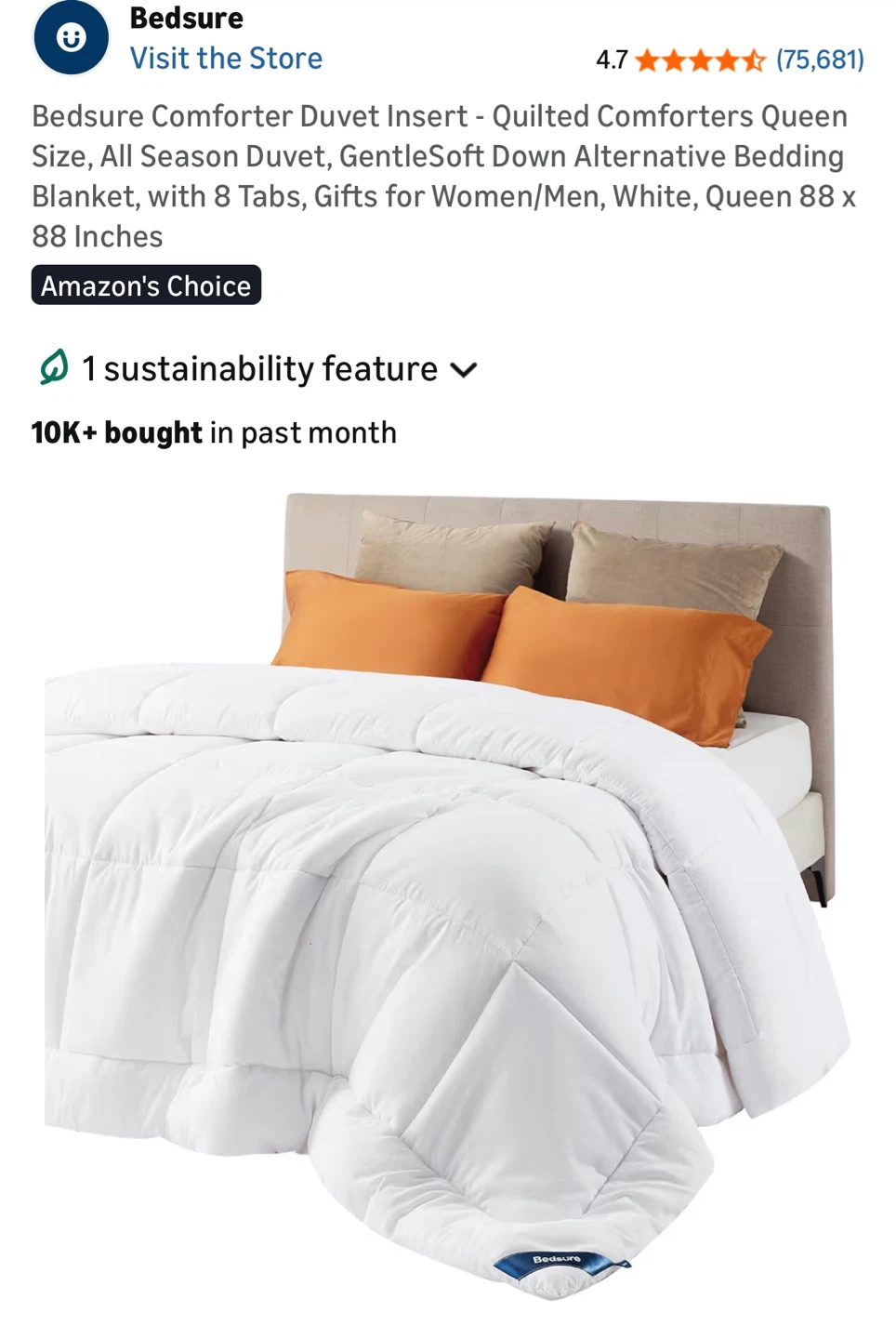 BedSure Queen Down Alternative Comforter Duvet Insert - White - photo 2
