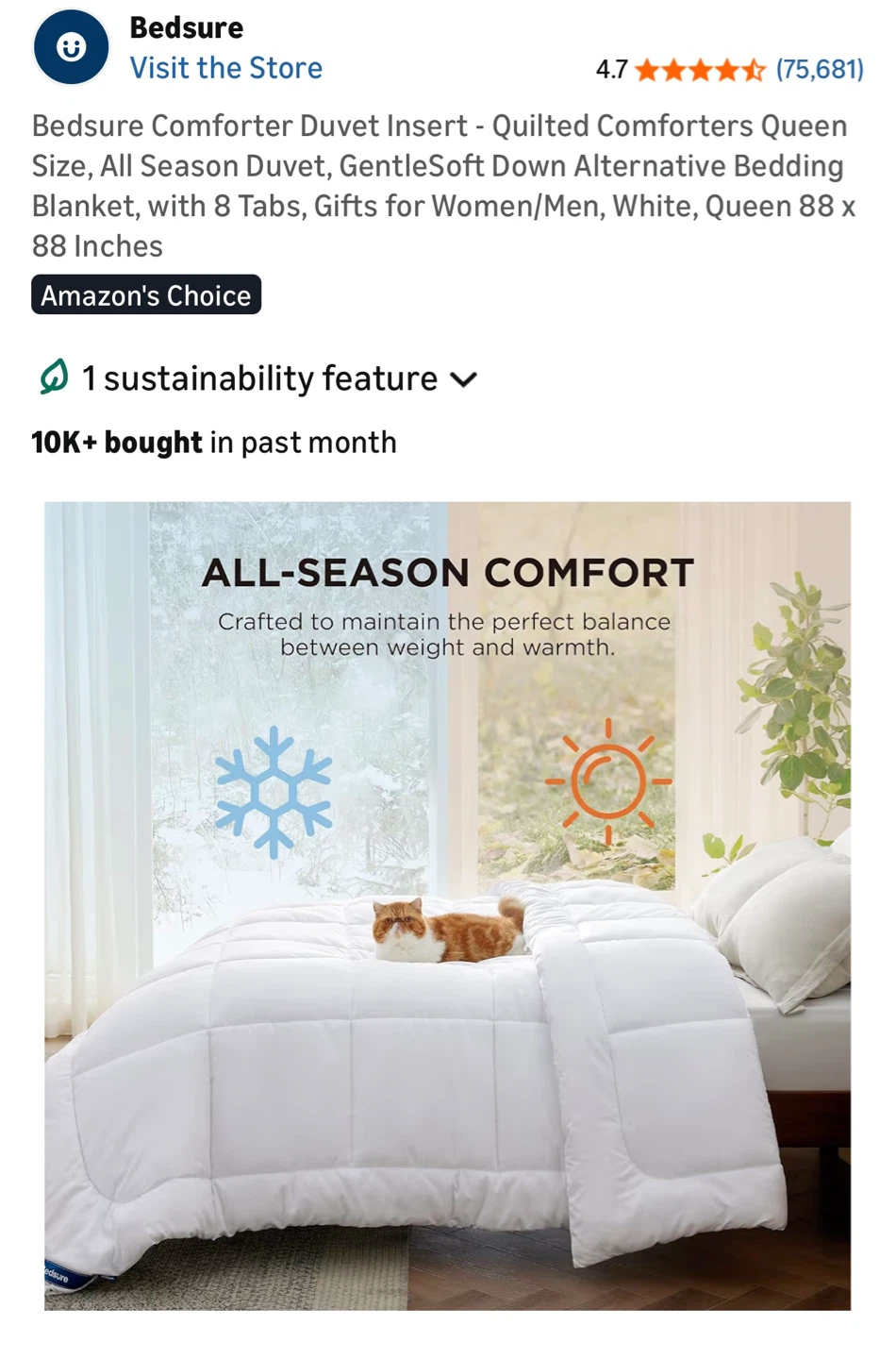 BedSure Queen Down Alternative Comforter Duvet Insert - White - photo 3