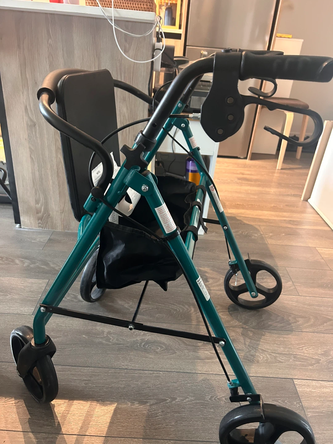 95% new Medline Teal Steel Rollator Walker with Seat and Bag - photo 3