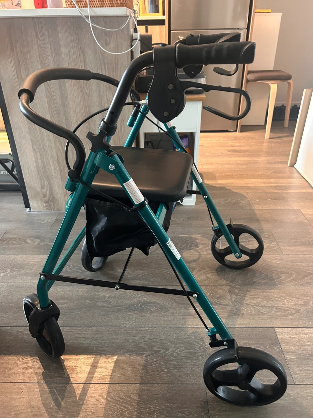 95% new Medline Teal Steel Rollator Walker with Seat and Bag - photo 4
