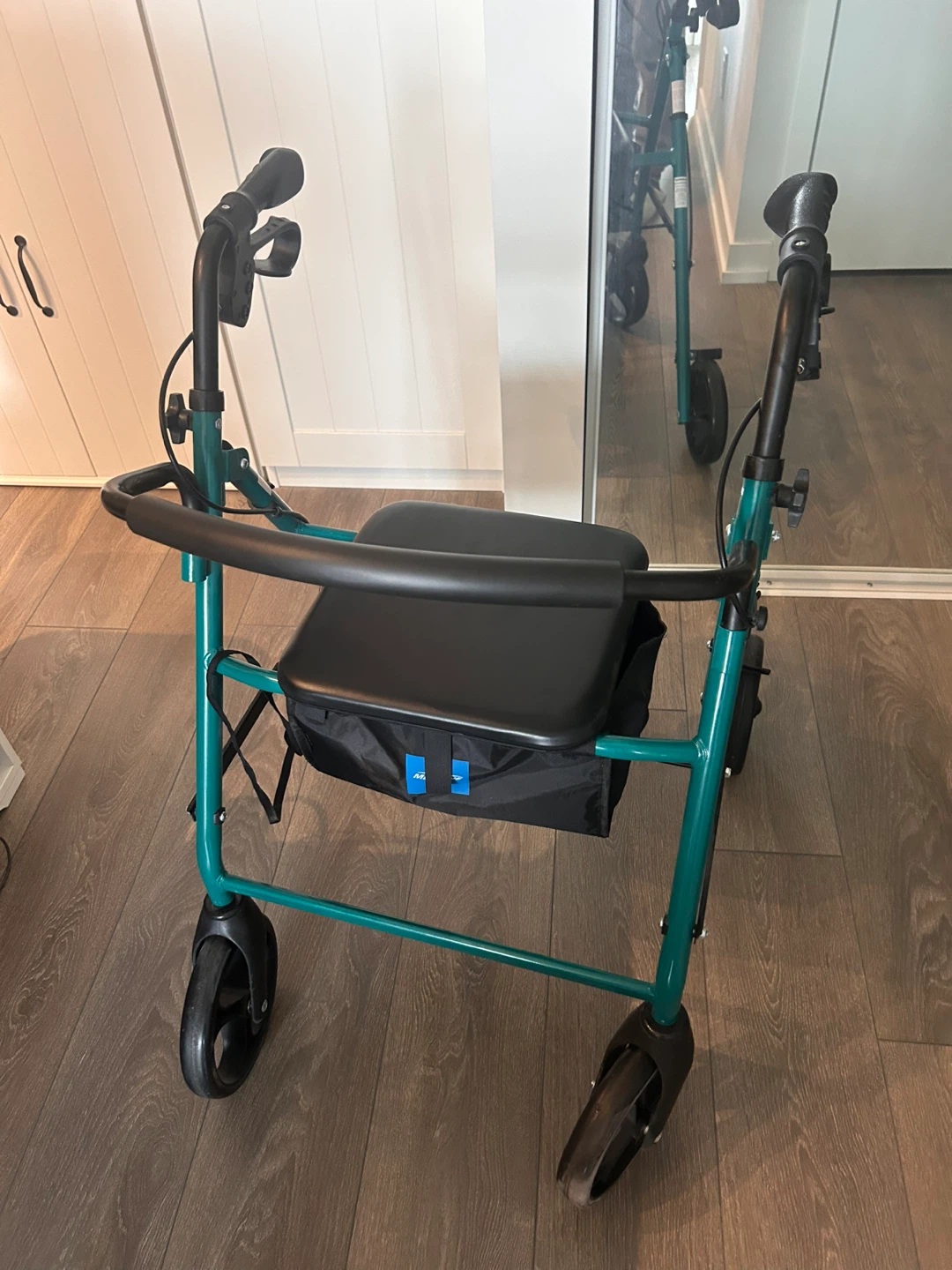 95% new Medline Teal Steel Rollator Walker with Seat and Bag