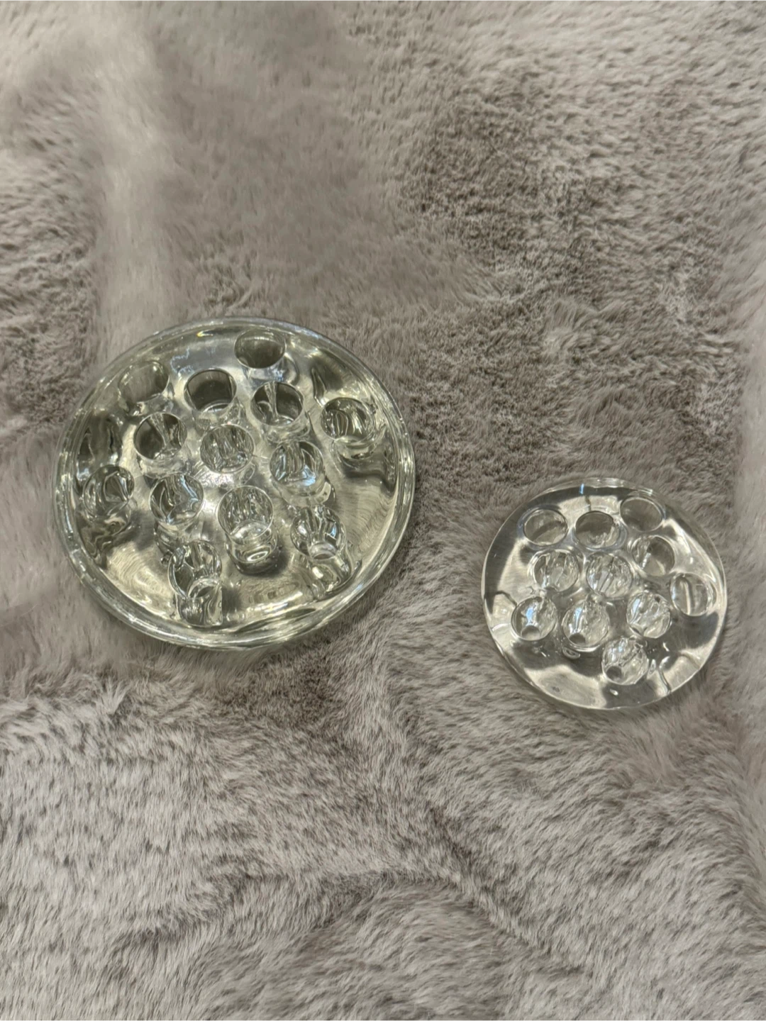 Set of 2 Antique Glass Flower Frogs