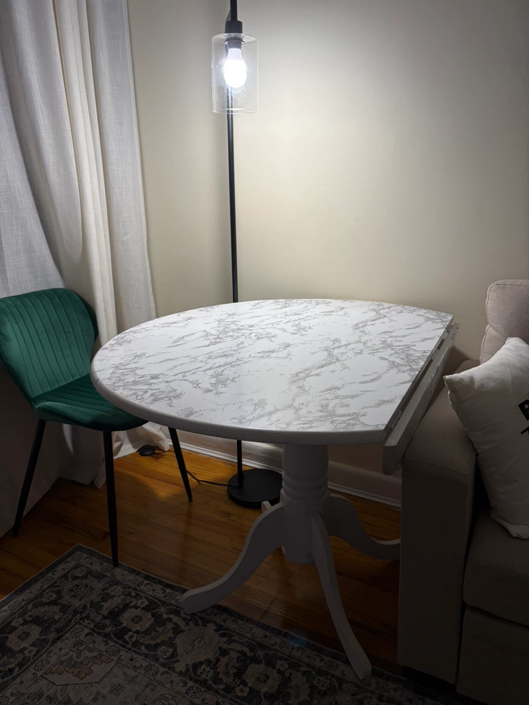 Marble Dining Table with Drop Leaf