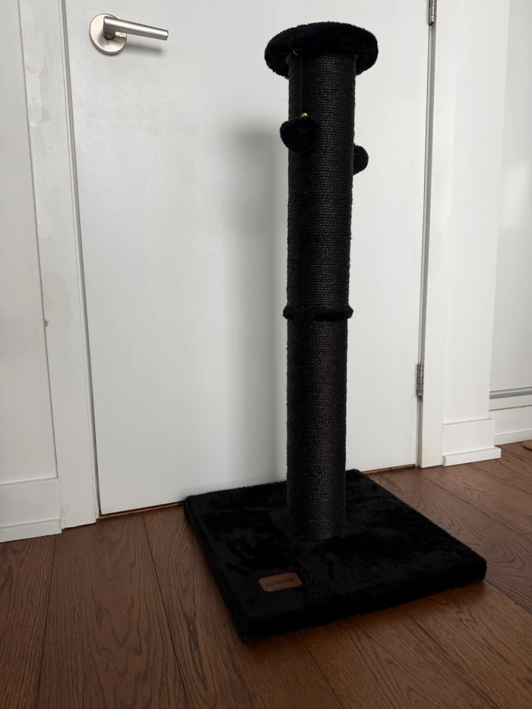 Black Cat Scratching Post with Pom Poms - photo 2