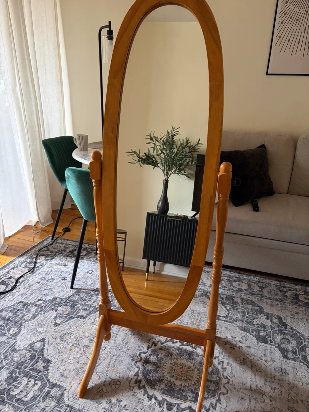 Wooden Full Length Oval Mirror - photo 2