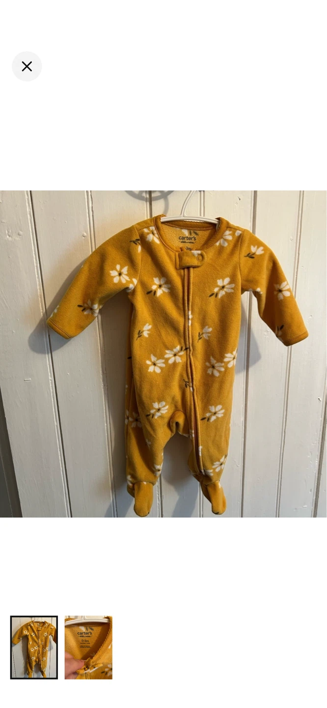 Carter's Baby Fleece Sleepsuit 0-3 Months Yellow Floral