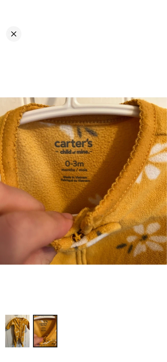 Carter's Baby Fleece Sleepsuit 0-3 Months Yellow Floral - photo 2
